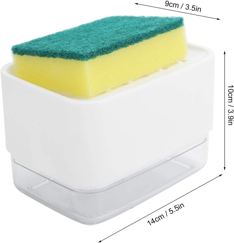 ويوبلز موزع صابون سائل أوتوماتيكي يعمل بالضغط، 2 في 1 مع حامل إسفنجة لحوض المطبخ (أبيض) - Image 4