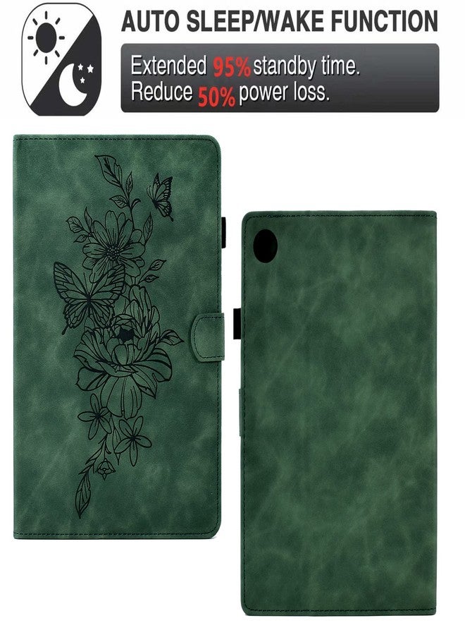 FUNUT Case for Samsung Galaxy Tab A9+/A9 Plus 11 Inch 2024 2023 (SM-X210/X216/X218), PU Leather Cover Embossed Flower Multi-Angle Stand with Auto Wake/Sleep Case for Galaxy Tab A9 Plus Tablet,Green - Image 3