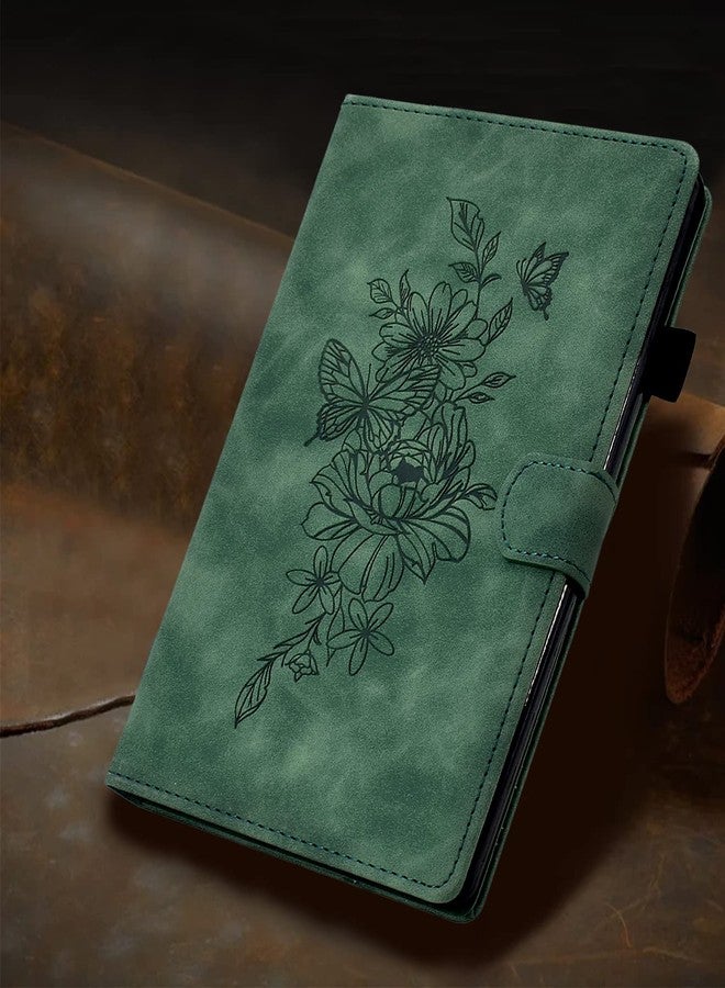 FUNUT Case for Samsung Galaxy Tab A9+/A9 Plus 11 Inch 2024 2023 (SM-X210/X216/X218), PU Leather Cover Embossed Flower Multi-Angle Stand with Auto Wake/Sleep Case for Galaxy Tab A9 Plus Tablet,Green - Image 1