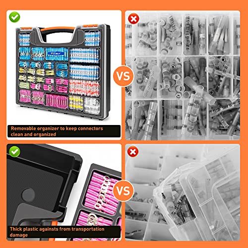 Kuject 1200PCS Heat Shrink Wire Connectors, Multipurpose Waterproof Electrical Wire Terminals kit, Insulated Crimp Ring Fork Spade Terminal Solder Butt Splice Connectors for Marine Boat Truck - Image 4