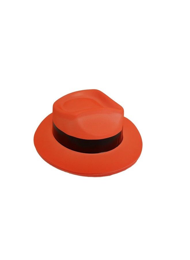 Playscene - Party Hats, Neon Color Plastic Gangster Fedora Party Hats (24 Gangster Hats) - Image 1