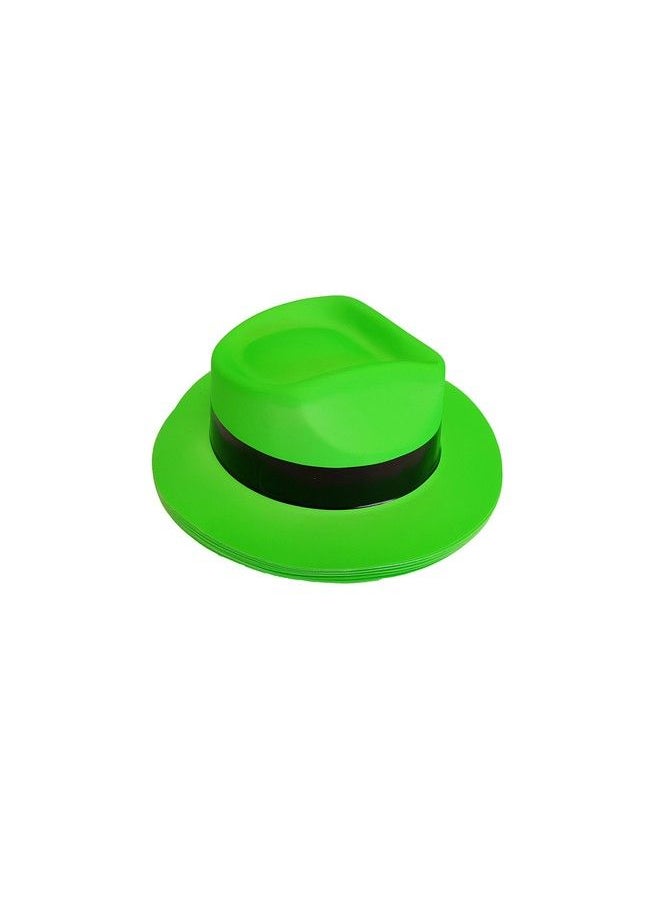 Playscene - Party Hats, Neon Color Plastic Gangster Fedora Party Hats (24 Gangster Hats) - Image 1