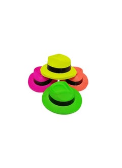Party Hats, Neon Color Plastic Gangster Fedora Party Hats (24 Gangster Hats)