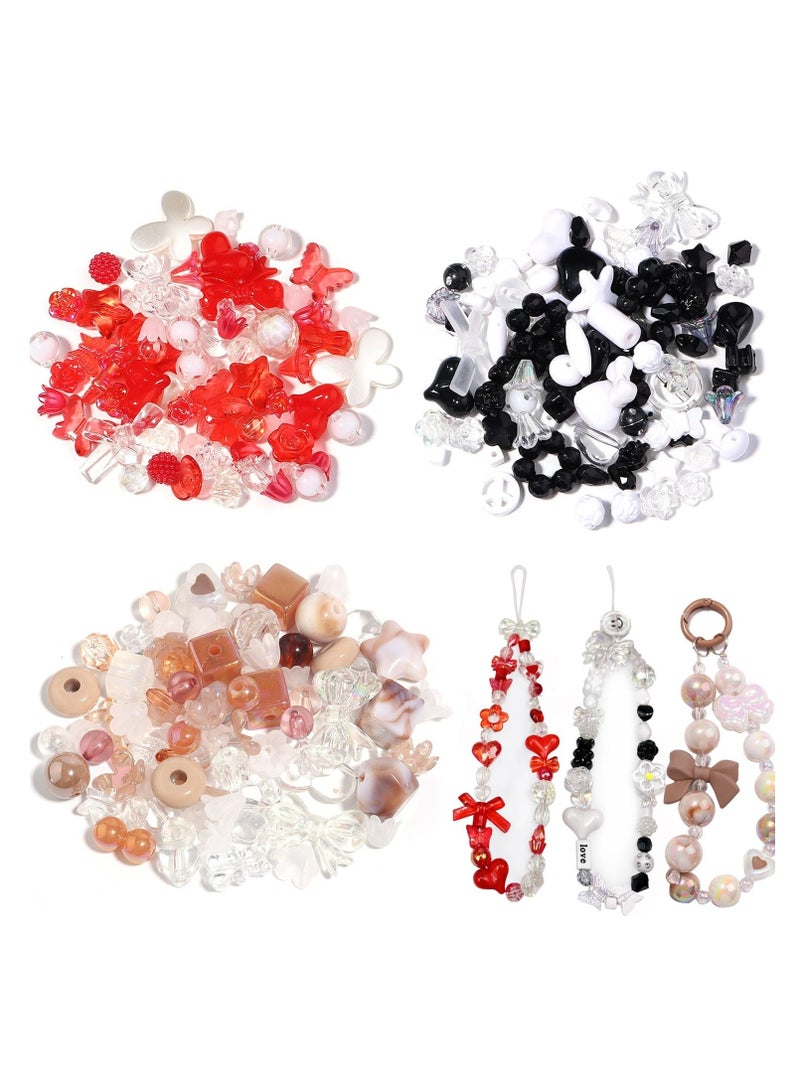 سيوسي 90 ~ 150 خرز أكريليك لصنع المجوهرات، خرز ملون متنوع، خرز جمالي لطيف كاواي لصنع الأساور، خرز فراشة الزهور، قلادات بالجملة، سلاسل هواتف محمولة ذاتية الصنع، ثلاثة ألوان - Image 1