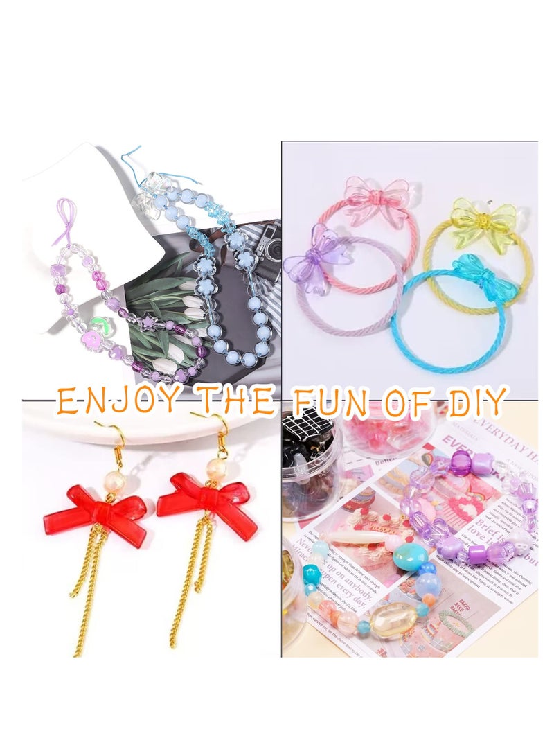 سيوسي 90 ~ 150 خرز أكريليك لصنع المجوهرات، خرز ملون متنوع، خرز جمالي لطيف كاواي لصنع الأساور، خرز فراشة الزهور، قلادات بالجملة، سلاسل هواتف محمولة ذاتية الصنع، ثلاثة ألوان - Image 5