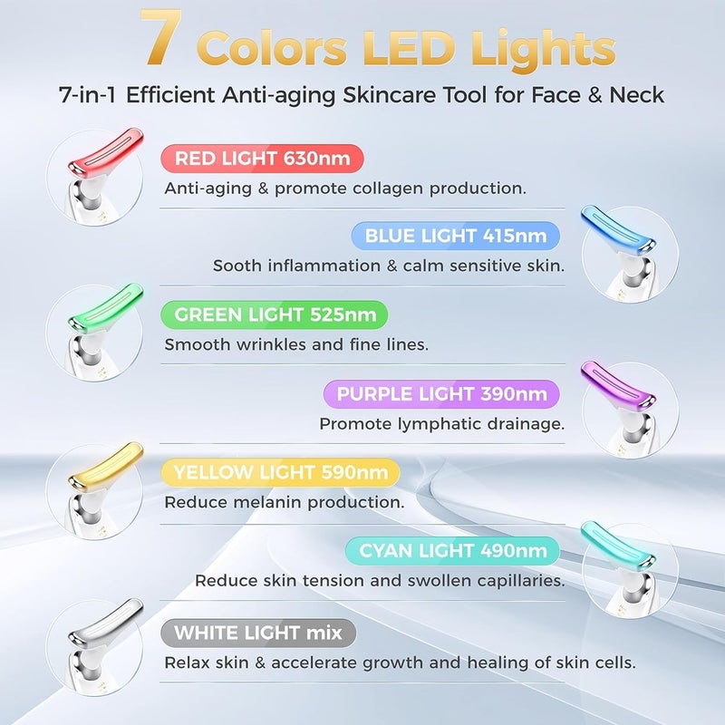 DEAL NUT Facial Massager RedLightTherapyforFace and Neck Face culpting Wand with 7 Color White - Image 2