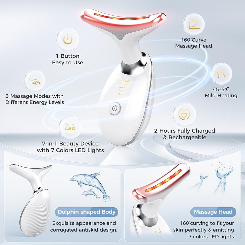 DEAL NUT Facial Massager RedLightTherapyforFace and Neck Face culpting Wand with 7 Color White - Image 4
