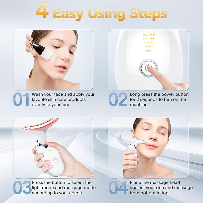 DEAL NUT Facial Massager RedLightTherapyforFace and Neck Face culpting Wand with 7 Color White - Image 5