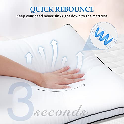 DolceLuna Pillows King Size Set of 2, Bed Pillow 2 Pack for Side & Back Sleepers, Hotel Quality Down Alternative Gusseted King Pillow for Sleeping, Soft and Supportive, White - Image 3