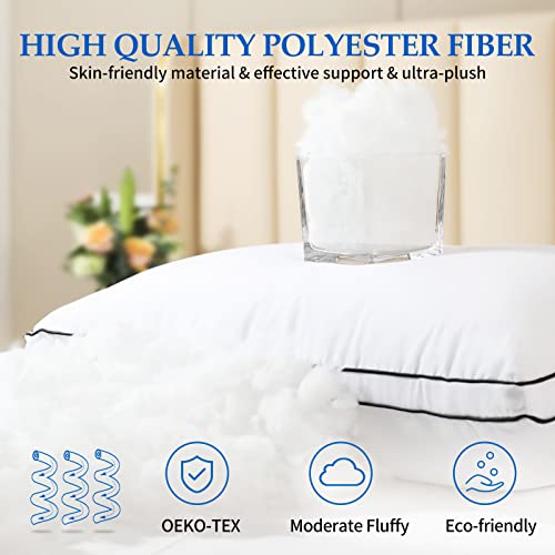 DolceLuna Pillows King Size Set of 2, Bed Pillow 2 Pack for Side & Back Sleepers, Hotel Quality Down Alternative Gusseted King Pillow for Sleeping, Soft and Supportive, White - Image 4