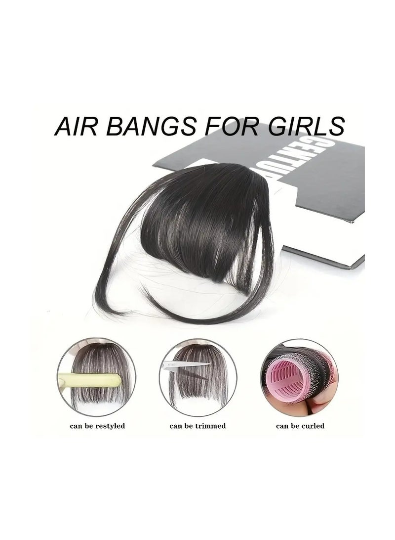LANGMANNI باروكة بانغز صناعية قابلة للتثبيت - غرة شعر مستقيمة تبدو طبيعية للنساء، ألياف مقاومة لدرجات الحرارة العالية، مثالية للكوسبلاي والحفلات، إكسسوار كوسبلاي|غرة قابلة للتثبيت|خط شعر واقعي، إكسسوارات باروكة - Image 3