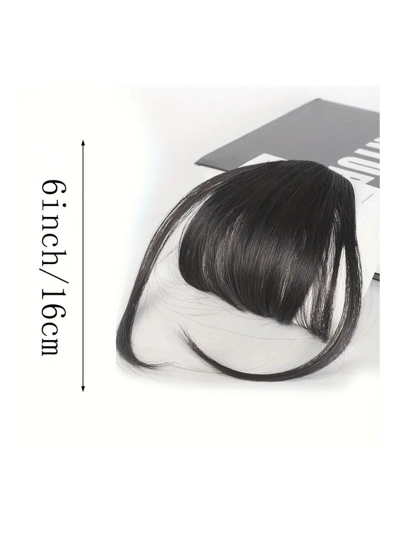 LANGMANNI باروكة بانغز صناعية قابلة للتثبيت - غرة شعر مستقيمة تبدو طبيعية للنساء، ألياف مقاومة لدرجات الحرارة العالية، مثالية للكوسبلاي والحفلات، إكسسوار كوسبلاي|غرة قابلة للتثبيت|خط شعر واقعي، إكسسوارات باروكة - Image 2