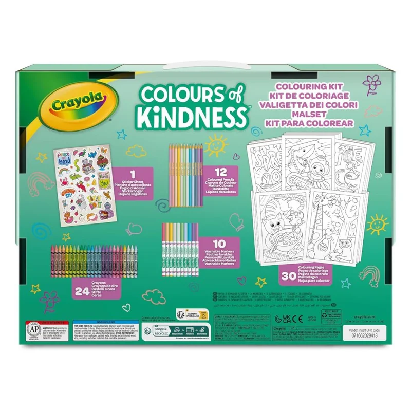 Crayola CRAYOLA Colours of Kindness Art Case | With a variety of supplies, this art case is perfect for playdates, classrooms, or family activities, fostering collaboration and sharing | Includes Crayons, Markers, Pencils, Stickers & Paper | Ideal for Kids Ages 4+