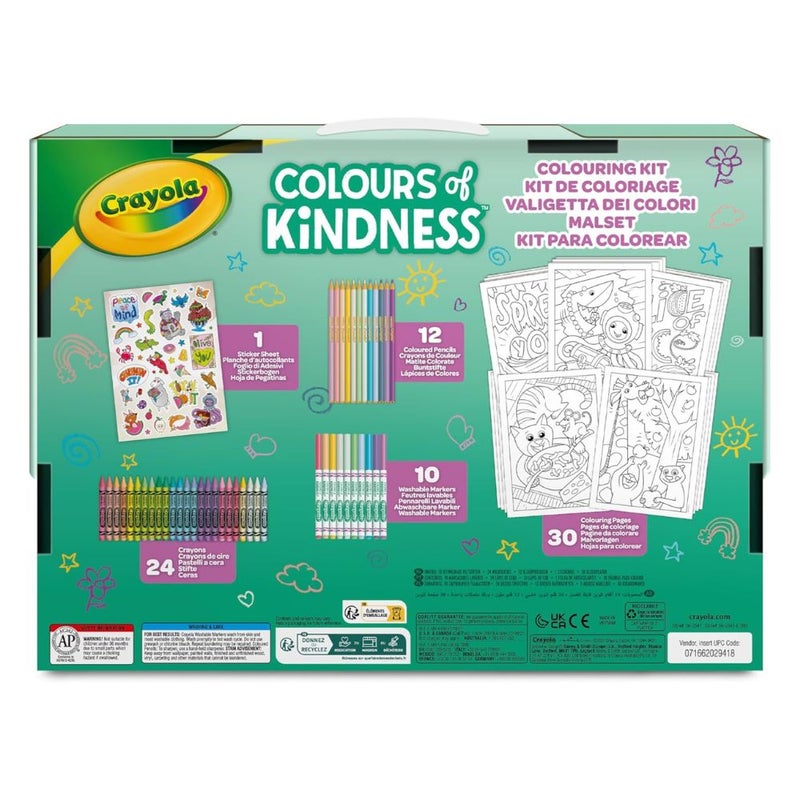 CRAYOLA Colours of Kindness Art Case | With a variety of supplies, this art case is perfect for playdates, classrooms, or family activities, fostering collaboration and sharing | Includes Crayons, Markers, Pencils, Stickers & Paper | Ideal for Kids Ages 4+ - Image 2