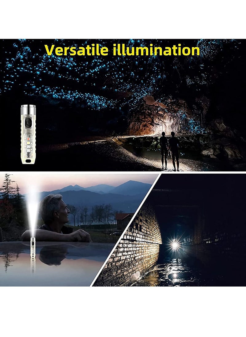 Y&D - Mini LED Flashlights USB Rechargeable Small Keychain Flashlight with 11 Modes of Main & Side Light, Portable Pocket EDC Flash Light for Daily Using, Backpacking, Camping, and Hiking, etc. - Image 1