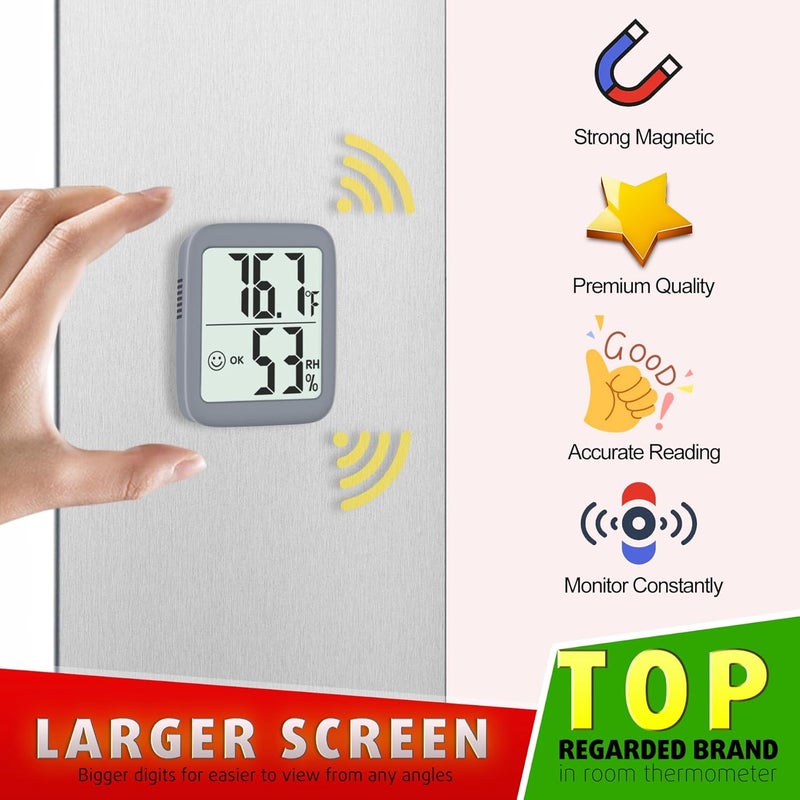 Antonki Room Thermometer for Home, 2 Pack Digital Temperature and Humidity Monitors, Indoor Hygrometer Sensor, Humidity Gauge, Humidity Meter for Baby Room, Terrarium, Incubator, Greenhouse - Image 3