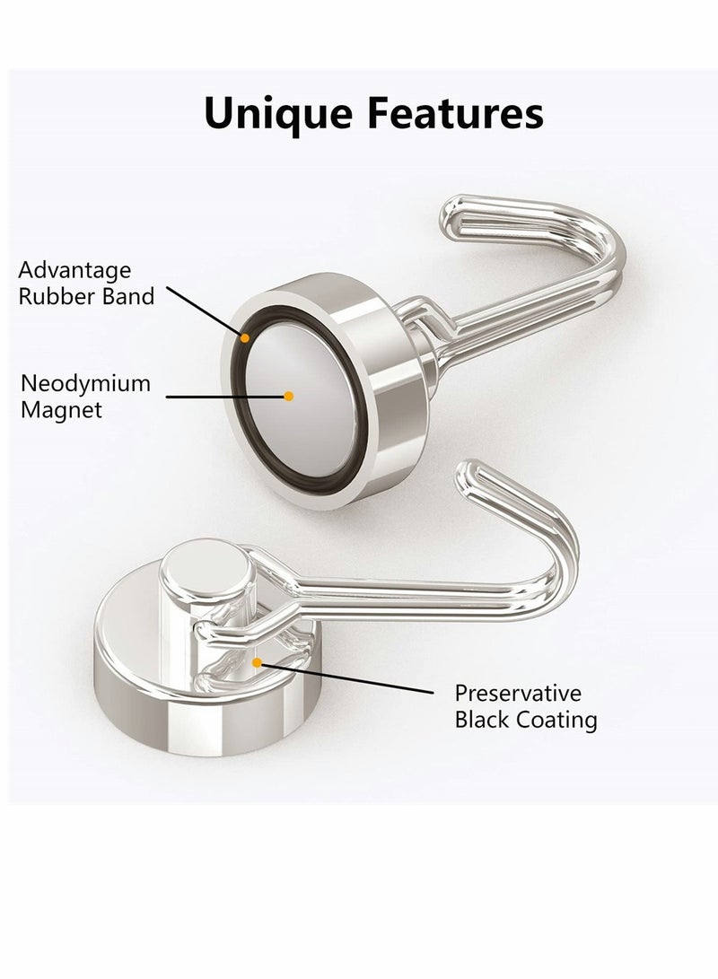 Excefore Magnetic Hooks Pack of 10 Silver Heavy Duty Strong Magnet Hook with Rust Proof for Indoor Outdoor Hanging Refrigerator Grill Kitchen Key Holder Locker Classroom  - Image 2