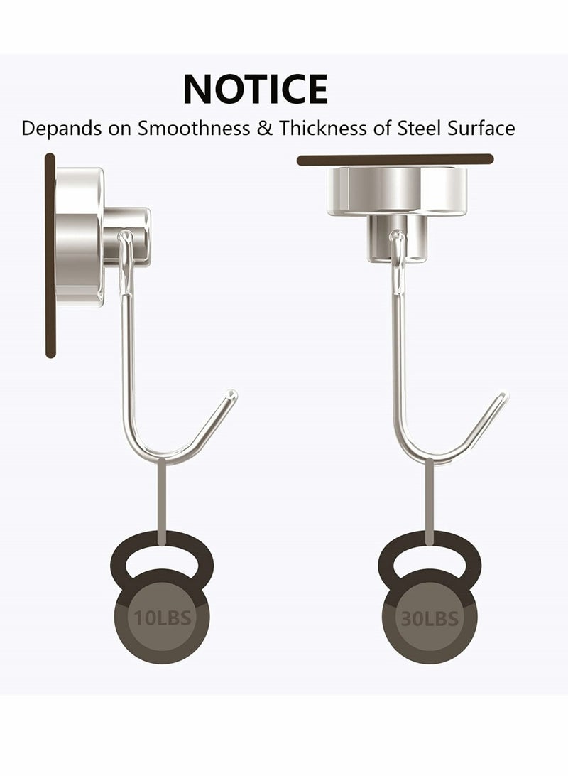 Excefore Magnetic Hooks Pack of 10 Silver Heavy Duty Strong Magnet Hook with Rust Proof for Indoor Outdoor Hanging Refrigerator Grill Kitchen Key Holder Locker Classroom  - Image 3