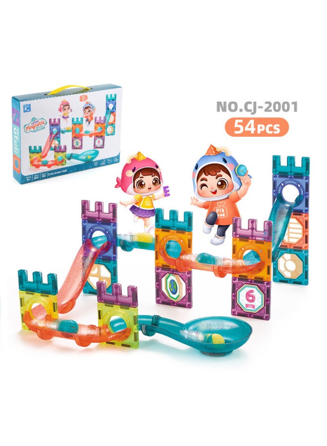 Color Window Magnetic Toys Magnetic Building Blocks DIY Children's Magnetic Pieces Magnetic Stickers Toy Building Blocks-Color:NO.CJ-2001 Magnetic Track Building Blocks 54 613.2G  - Image 1