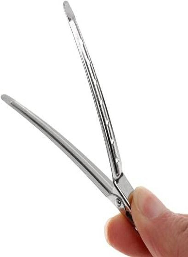 Osking 12 PCS Professional Salon Hair Styling Steel Section Clips Hairdressing Hair Cutting for Parlor Home Hair Clip (Silver) - Image 5