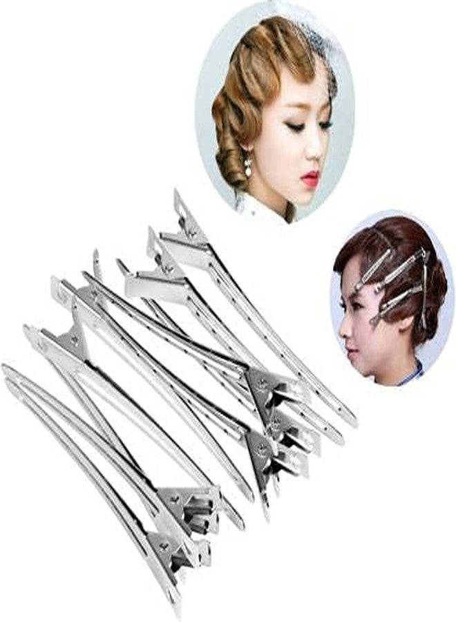 Osking 12 PCS Professional Salon Hair Styling Steel Section Clips Hairdressing Hair Cutting for Parlor Home Hair Clip (Silver) - Image 4