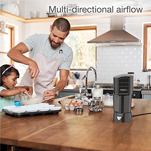 Lasko Oscillating Platinum Desktop Wind Tower Fan, 3-Speeds, Compact, Portable with Handle for Office, Bedroom and Kitchen, 14", Black, 4916 - Image 3