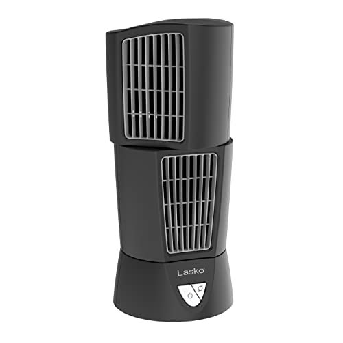 Lasko Oscillating Platinum Desktop Wind Tower Fan, 3-Speeds, Compact, Portable with Handle for Office, Bedroom and Kitchen, 14", Black, 4916 - Image 1