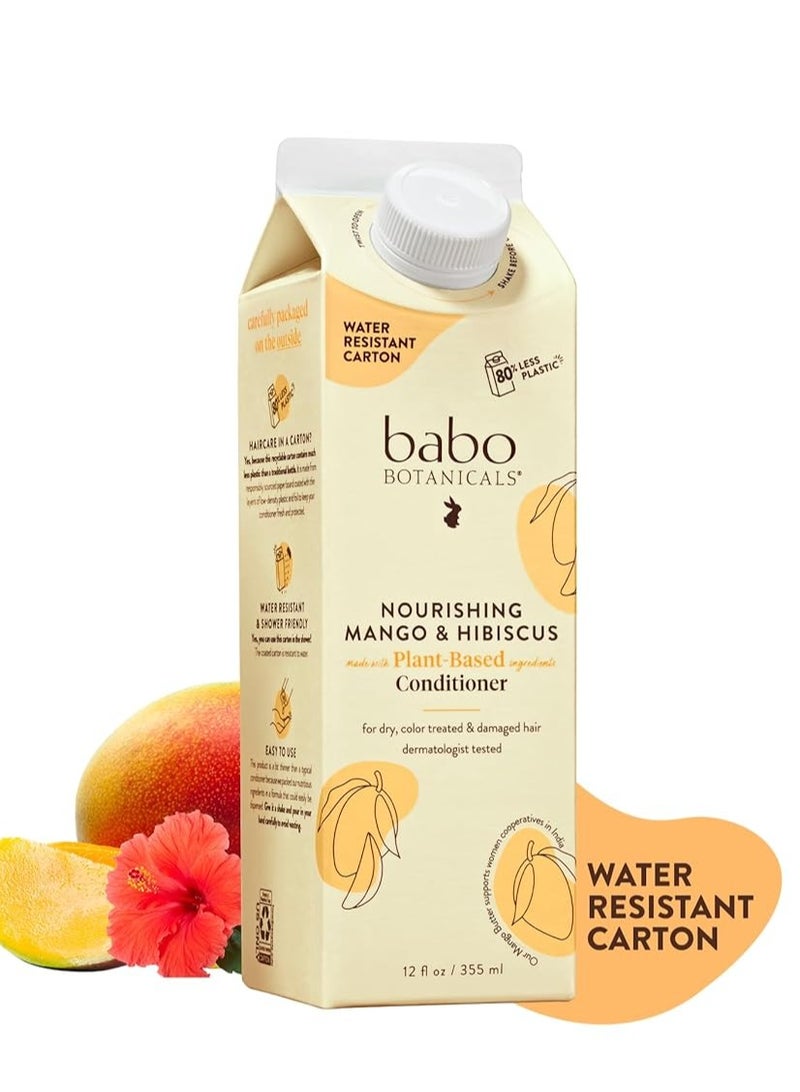 Babo Botanicals Babo Botanicals Nourishing Mango & Hibiscus Conditioner - For Dry, Damaged, Color-Treated Hair – Moisturize & Soften – Water-Resistant Carton 80% Less Plastic – Vegan – Silicone Free - Image 1
