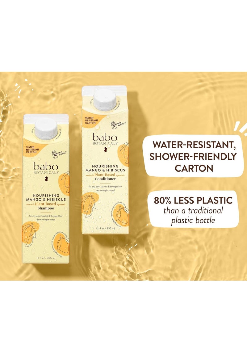 Babo Botanicals Babo Botanicals Nourishing Mango & Hibiscus Conditioner - For Dry, Damaged, Color-Treated Hair – Moisturize & Soften – Water-Resistant Carton 80% Less Plastic – Vegan – Silicone Free - Image 2
