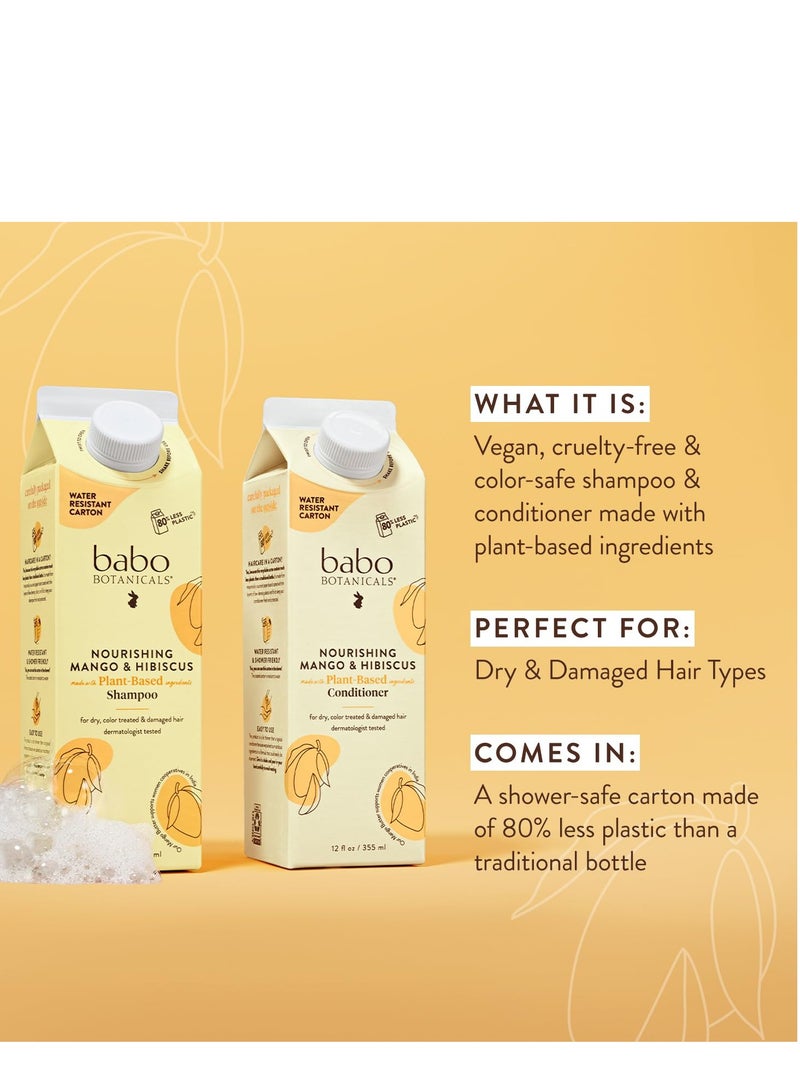 Babo Botanicals Babo Botanicals Nourishing Mango & Hibiscus Conditioner - For Dry, Damaged, Color-Treated Hair – Moisturize & Soften – Water-Resistant Carton 80% Less Plastic – Vegan – Silicone Free - Image 4