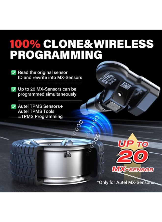 Autel مجموعة حساسات TPMS من أوتيل مكونة من 4، حساس MX، حساس ضغط الإطارات MaxiTPMS 2 في 1 (315MHz + 433MHz) حساس OE قابل للبرمجة بواسطة TS408S TS501Pro TS508WF TS608 ITS600 MP900TS MS906PRO-TS (صمام معدني) - Image 3