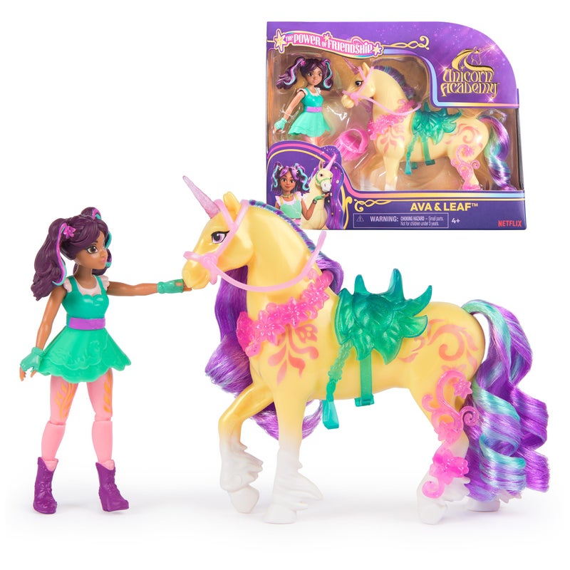 Unicorn Academy مجموعة قوة الصداقة من أكاديمية اليونيكورن آفا ليف مع سرج شفاف و2 ملحقات طاقة دمى ألعاب يونيكورن للفتيات من عمر 4 سنوات وما فوق - Image 2