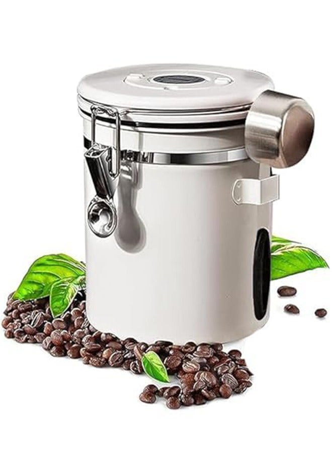 1.5L Coffee Can, Airtight Stainless Steel Kitchen Food Storage Container, Airtight Coffee Bean Pot with Date Tracker and Spoon, 304 Stainless Steel Airtight Pot - Image 1