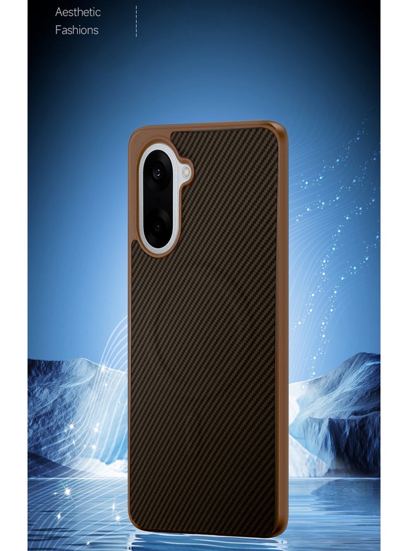 Wtech OnePlus Nord CE5 5G 2025 Soft Silicone Carbon Fiber Magsafe Protective Back Case Cover (MCFPSN) - Brown - Image 4