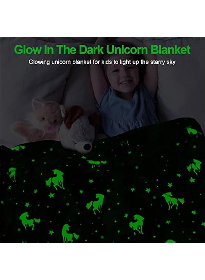 Arabest Glow in The Dark Unicorn Fleece Blanket for Girls Kids Toddlers Age 3-12 Birthday Gift 40x60 - Image 2