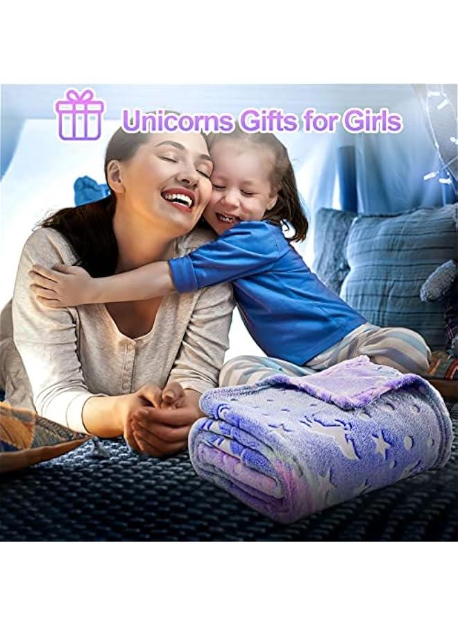 Arabest Glow in The Dark Unicorn Fleece Blanket for Girls Kids Toddlers Age 3-12 Birthday Gift 40x60 - Image 5