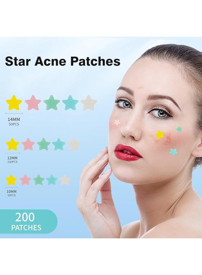 blue chic 200 Counts Star Shaped Acne Pimple Patch for Face Hydrocolloid Spot Stickers with Tea Tree and Salicylic Acid Colorful Pimple Covers in 5 Colors and 3 Sizes for All Skin Types - Image 5