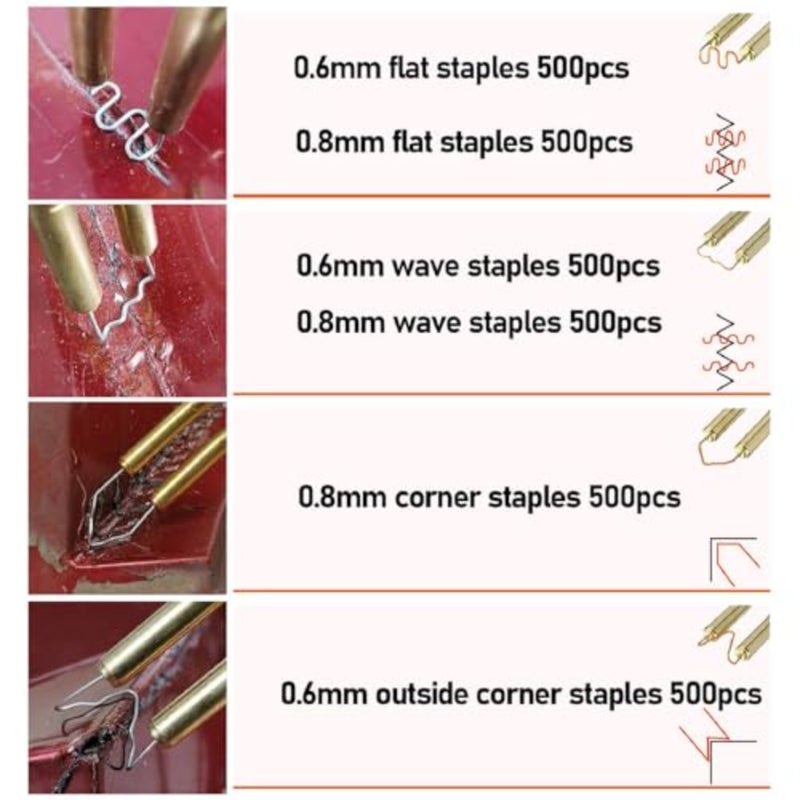 3000Pcs Welder Staples, 6 Shape of Hot Staple for Automotive Repair Machine Welding with Storage Box, Car Auto Bumpers Weldings Repair Stapler, Welding Staples Repairs Tool Kit for All Cars - Image 3