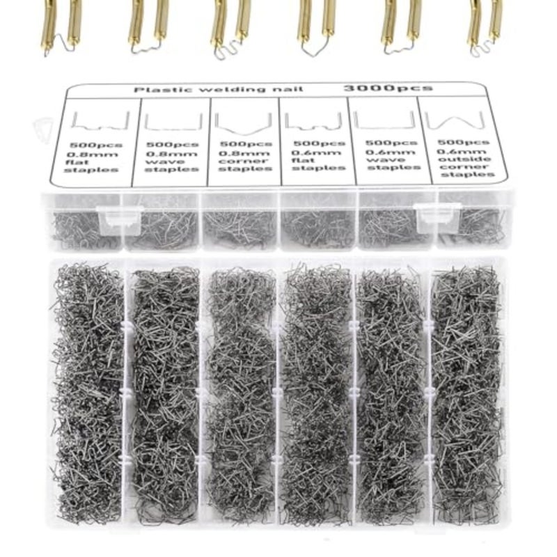 3000Pcs Welder Staples, 6 Shape of Hot Staple for Automotive Repair Machine Welding with Storage Box, Car Auto Bumpers Weldings Repair Stapler, Welding Staples Repairs Tool Kit for All Cars - Image 1