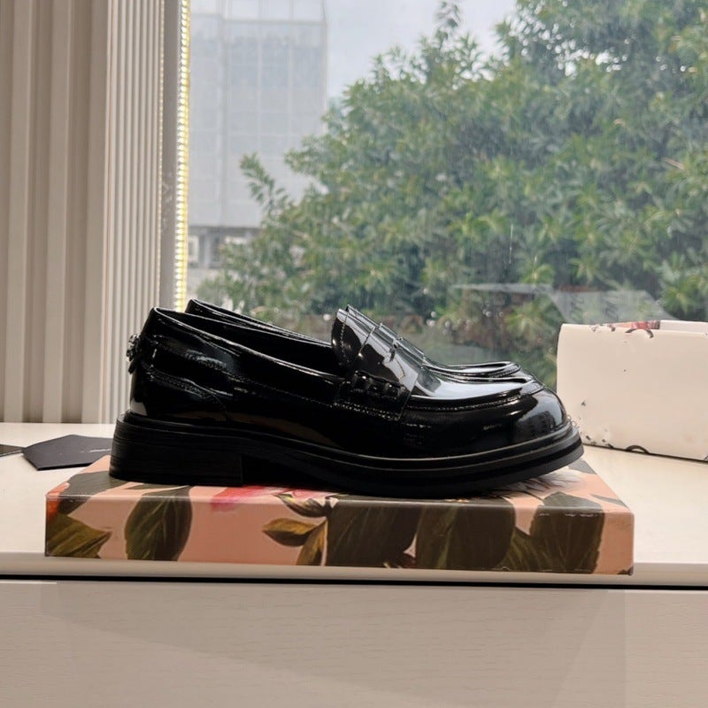 Light Luxury British Style Retro Suede Thick Bottom Small Leather Shoes Women'S 2024 Autumn New Slip-On Loafers Thick Heel Shoes - Image 2