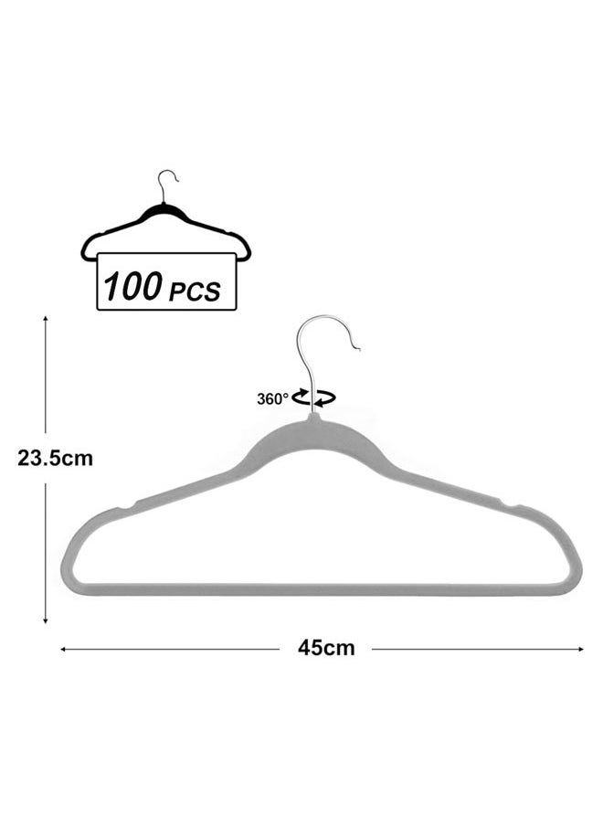 D'HOME 100-Pcs Non-Slip Velvet Hangers - Suit Hangers Ultra Thin Space Saving 360 Degree Swivel Hook Strong and Durable Clothes Hangers Hold Up-to 10 Lbs (100, Grey)  - Image 2
