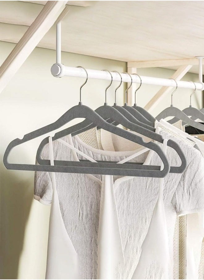 D'HOME 100-Pcs Non-Slip Velvet Hangers - Suit Hangers Ultra Thin Space Saving 360 Degree Swivel Hook Strong and Durable Clothes Hangers Hold Up-to 10 Lbs (100, Grey)  - Image 3