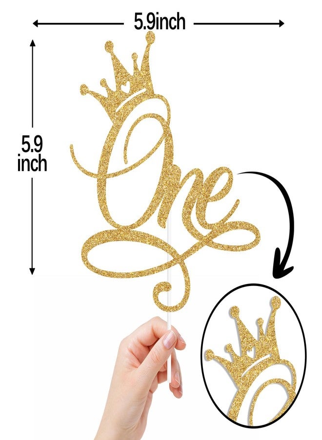 ZACHAKO Gold Glitter One Cake Topper, Wild One/Princess Happy 1st Birthday, Princess Themed Baby's 1st Birthday Baby Shower Party Decorations Supplies - Image 2