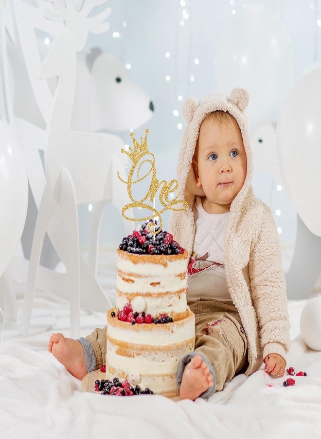 ZACHAKO Gold Glitter One Cake Topper, Wild One/Princess Happy 1st Birthday, Princess Themed Baby's 1st Birthday Baby Shower Party Decorations Supplies - Image 5
