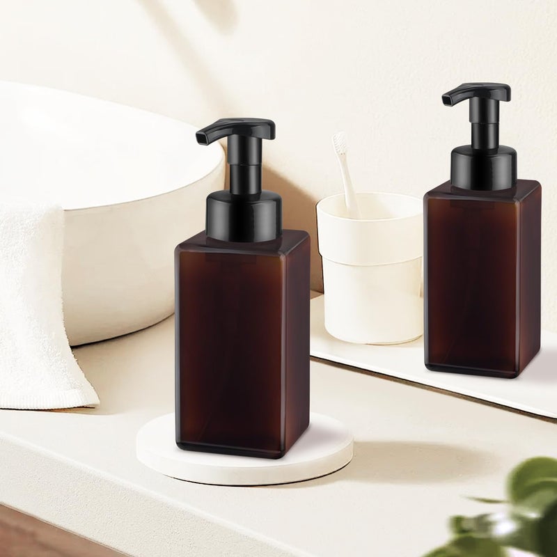 ConStore 3 Pack Foaming Soap Dispenser Empty Plastic Foam Pump Bottle Refillable Foam Soap Bottle Dispenser for Shampoo Liquid Soap Face Wash (Brown, 450ml/15oz) - Image 5
