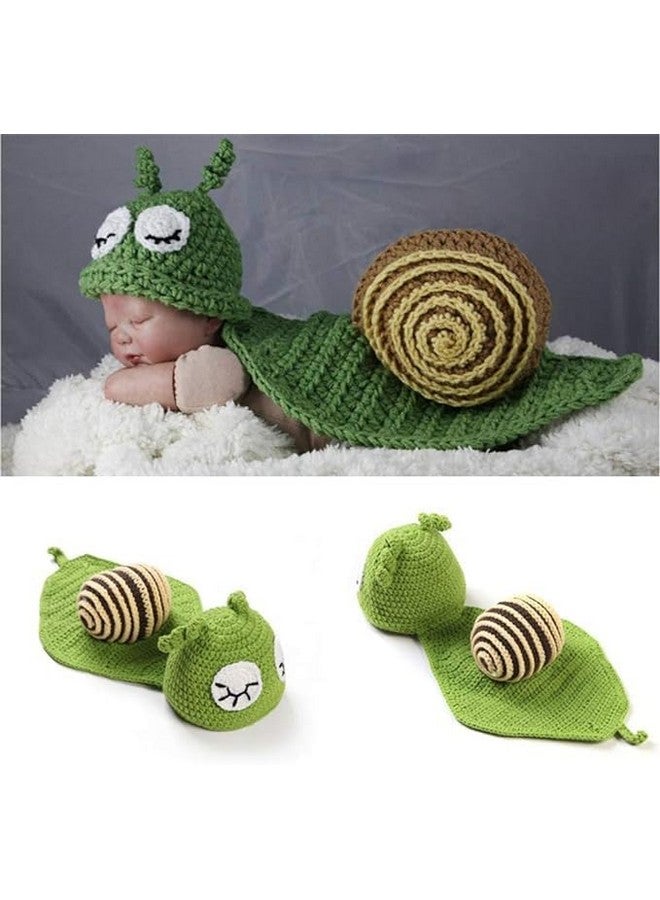 BabyMoon Snail Crochet New Born Photography Shoot Props Costume (Emerald Green) - Image 1