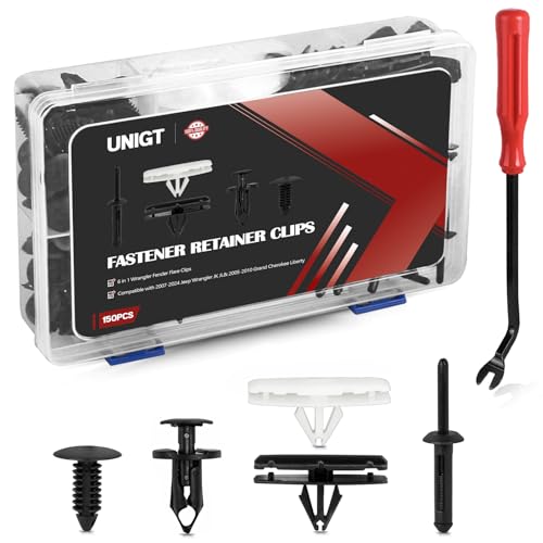 UNIGT 6 in 1 Wrangler Fender Flare Clips, UNIGT Fastener Retainer Clips Compatible with 2007-2024 Jeep Wrangler JK JL & 2005-2010 Grand Cherokee Liberty Plastic Bumper Rivets - Push Type - Image 1