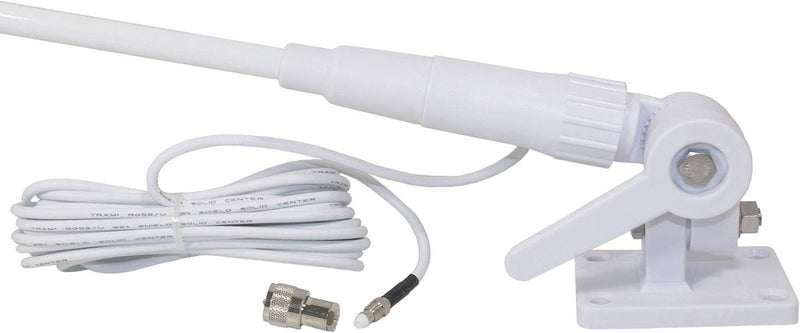 Tram 1607-HC Pretuned VHF 3 dBd Gain Marine Rachet-Mount Fiberglass Antenna, 20 ft. RG58 Cable and FME-Female Connector with PL-259 Adapter, 46 in. Tall - Image 1