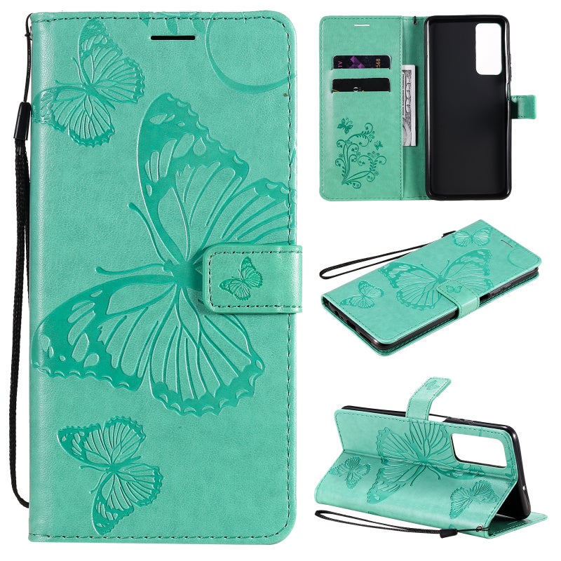 HuHa Protective Cover For Huawei Honor Play4 / Maimang 9 3D Butterflies Embossing Pattern Horizontal Flip Leather Case with Holder & Card Slot & Wallet(Green) - Image 1