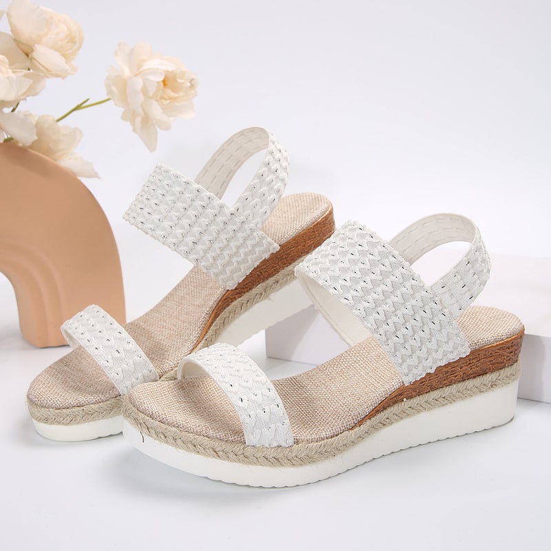 Plus Size Block Heel Sandals for Women White